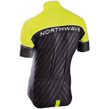 Maillot Northwave Logo 3 manches courtes jaune fluo noir enfant