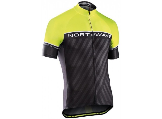 Maillot Northwave Logo 3 manches courtes jaune fluo noir enfant