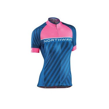 Maillot Northwave Logo 3 Bleu-Rose Femme